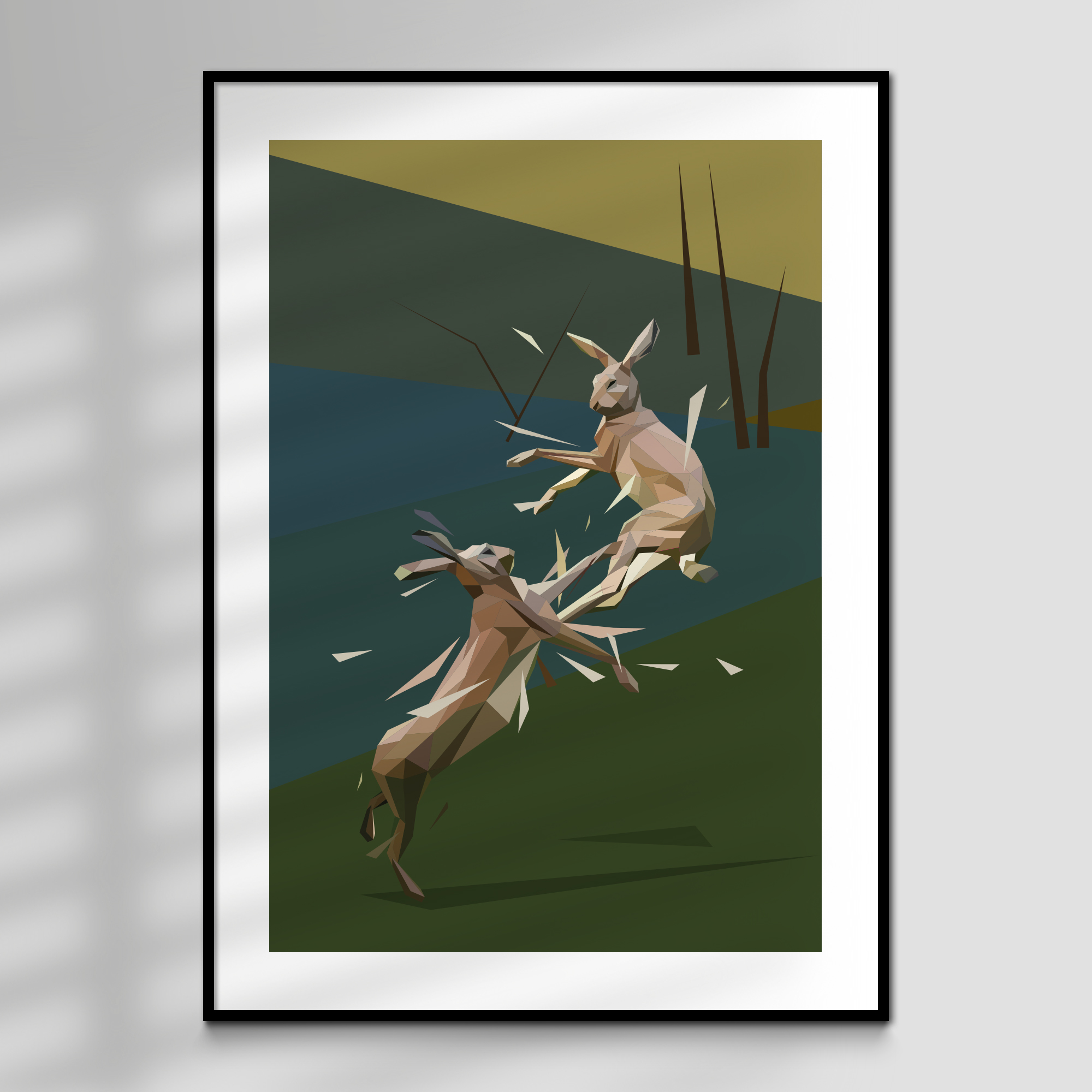 March - Spring inspired boxing hares art print