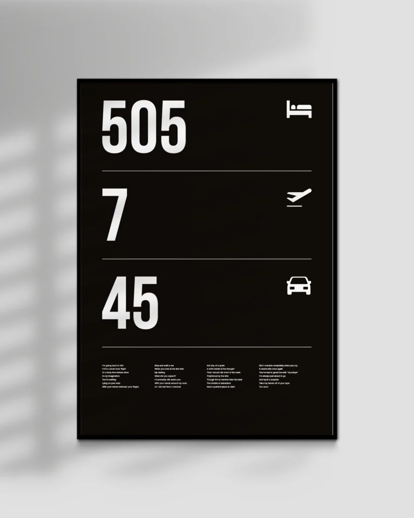 505 limited Arctic Monkeys art print with bold typography, in AM black