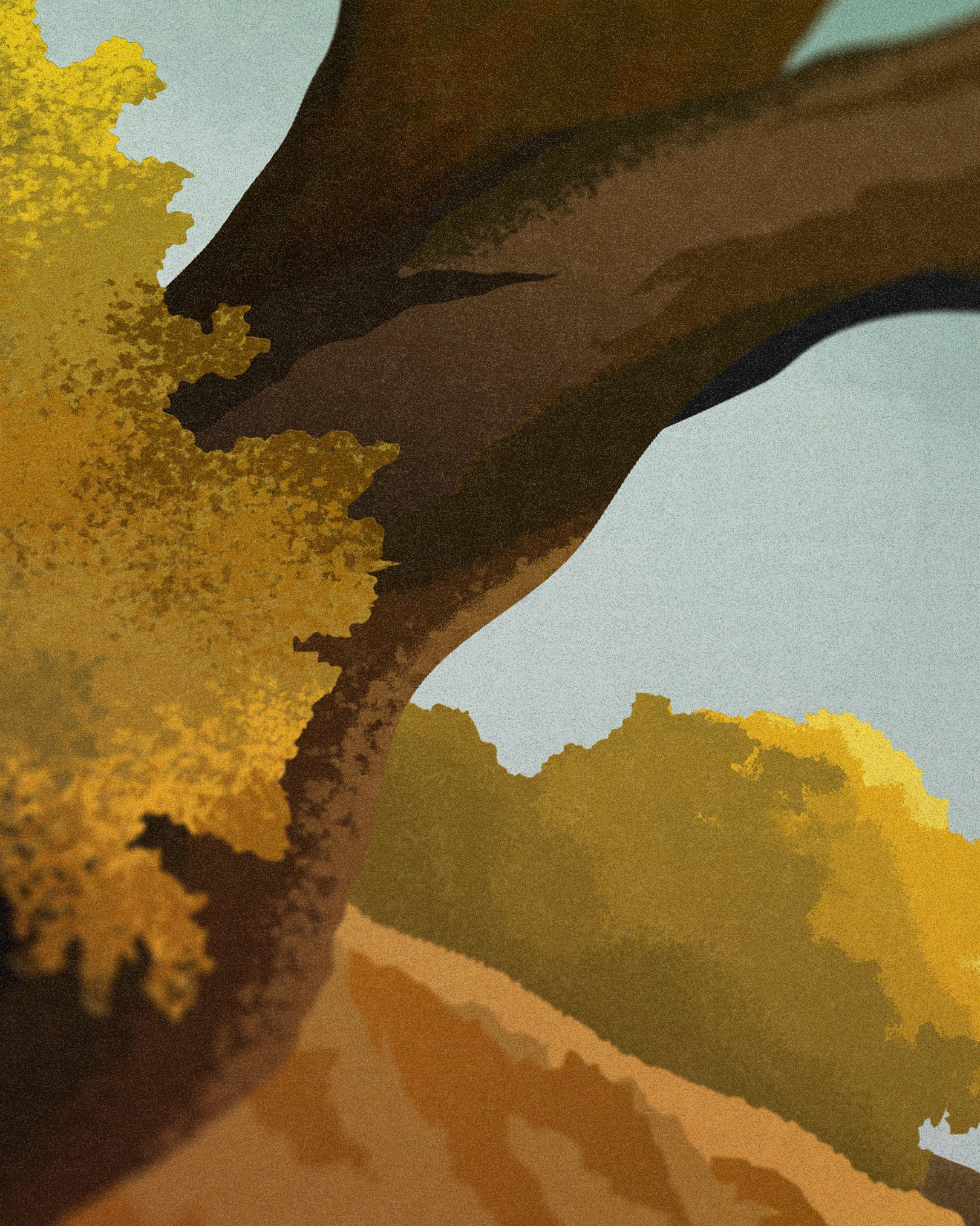 Tree detail of Spaceman Oasis art print, based on the Oasis B-Side D'yer Wanna Be A Spaceman